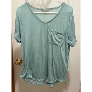 Pink Republic Womens Boho Sage V-Neck Pocket‎ Tee Slub Knit Top XL PS5K15770SKL